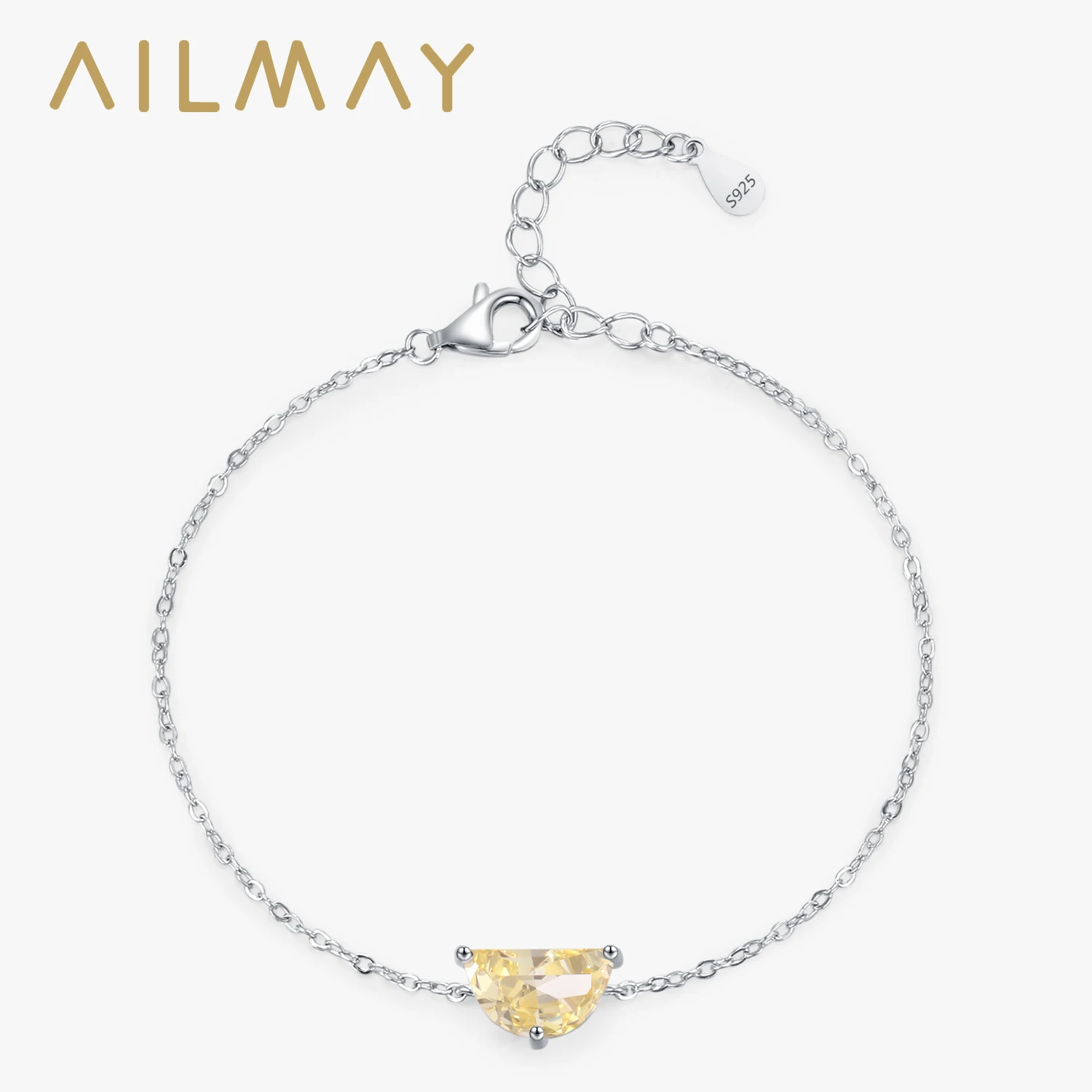 

Браслет-цепочка из серебра 925 пробы с блестящими желтыми цирконами в форме полумесяца для женщин, модные украшения, уникальные подарки.