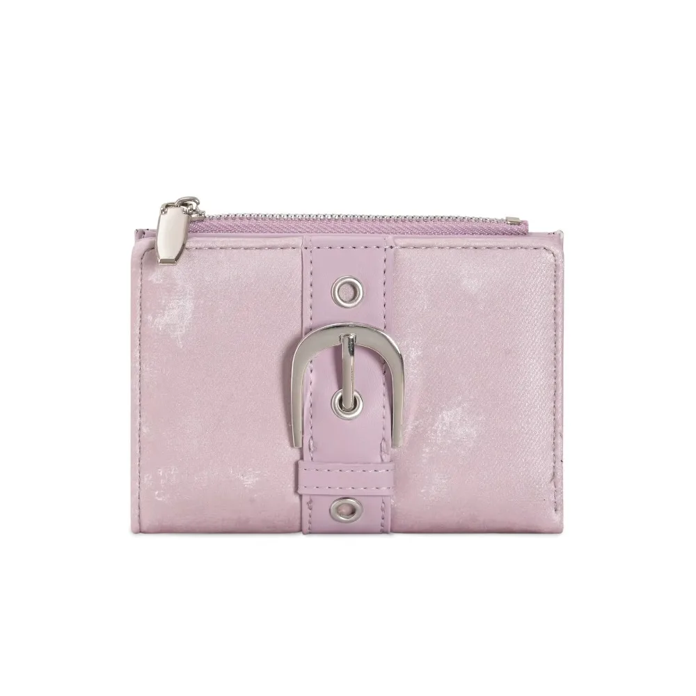 Casual Korean Style Rivet Wallet Metal Buckle Y2k Zipper Card Holder Short Clutch Ultra Thin Coin Purse Women