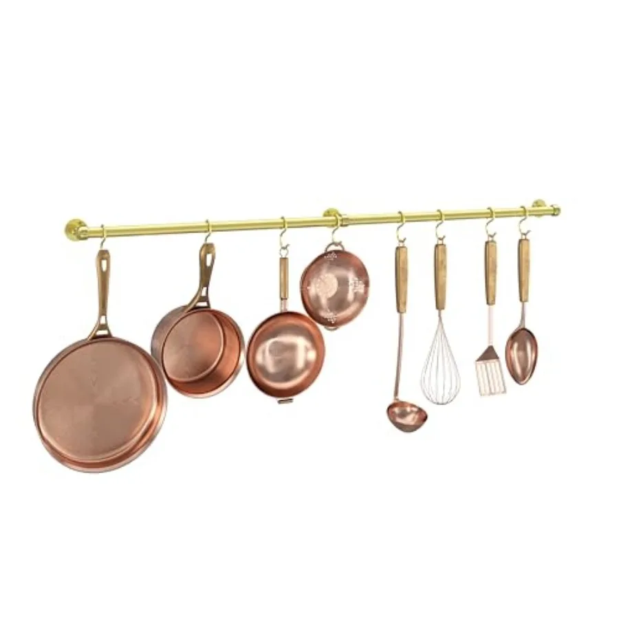 

Stainless Steel Pot and Pan Hanger - Wall Mounted Hanging Pots and Pans Rack for Kitchen Wall Rail with Hooks