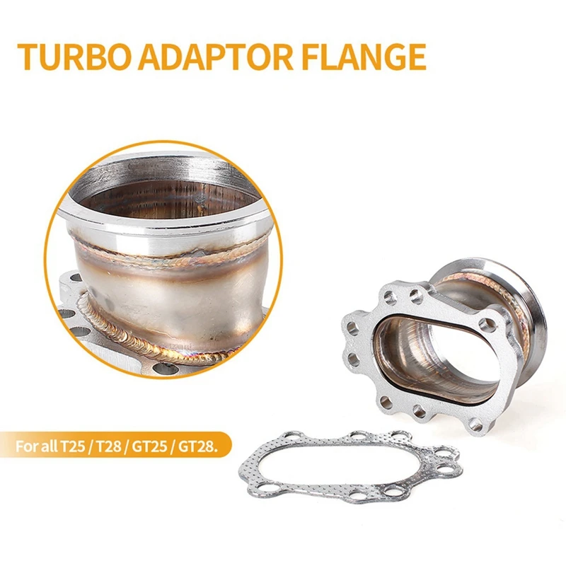 V-Shape Flanged Turbine Down Pipe Adapt For T25T28 GT25 GT28 Stainless Steel Adapter