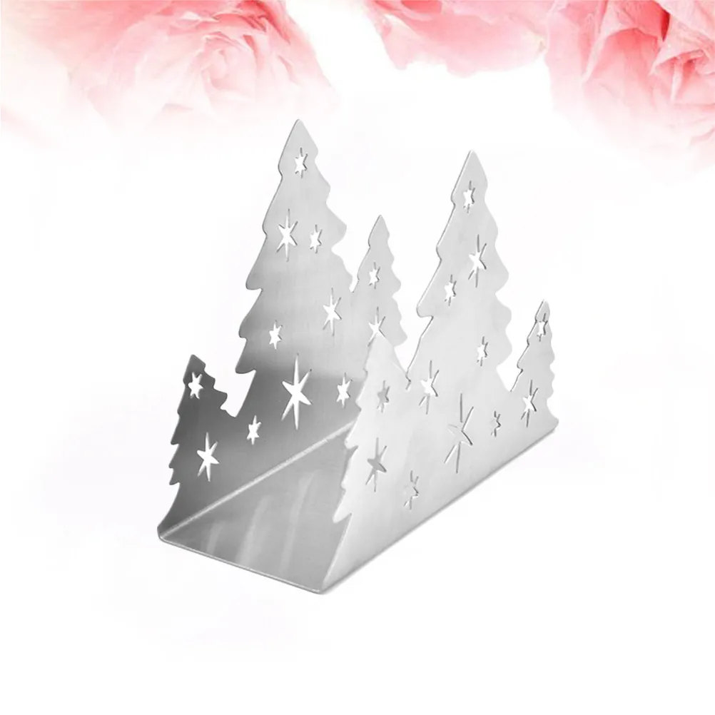 Elegante Dispensador de Servilletas de Acero Inoxidable con Forma de Árbol de Navidad, Tamaño Compacto para Decoración del Hogar, Oficina o Habitación