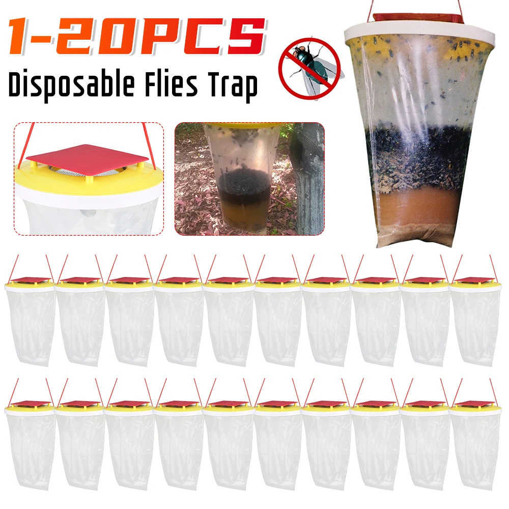 1-15PCS Disposable Fly Trap Catcher With Bait Hanging Mosquito Flies Catching Bag For Outdoor Parks/Farms/Canteens/Restaurants