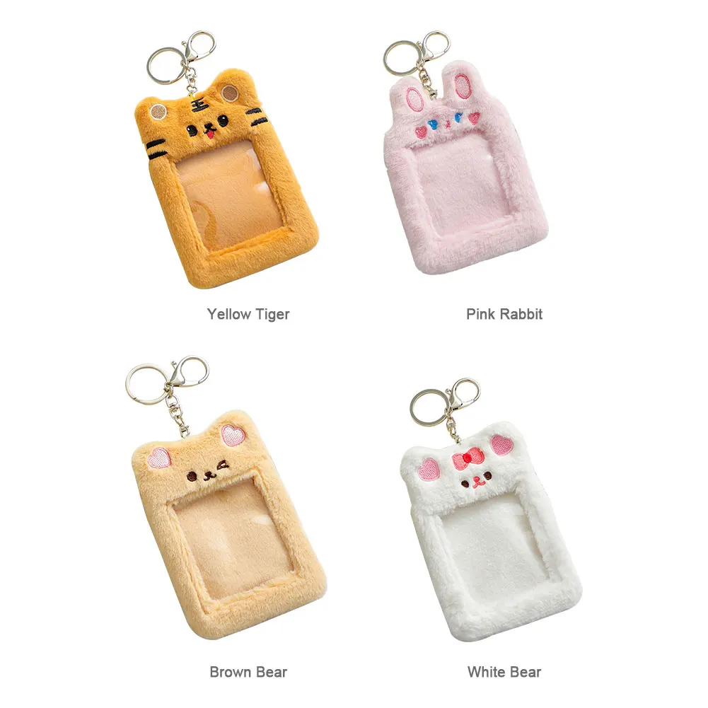 Estojo protetor com chaveiro macio do luxuoso para crianças, suporte do fotocard, exposição bonito, papelaria dos desenhos animados, anti risco, presente da coleção