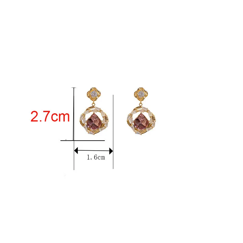 S925 Sterling Silver 14k Gold Plated Surrounding Zircon Water Droplets Stud Earrings For Women Light Luxury Fine Jewelry