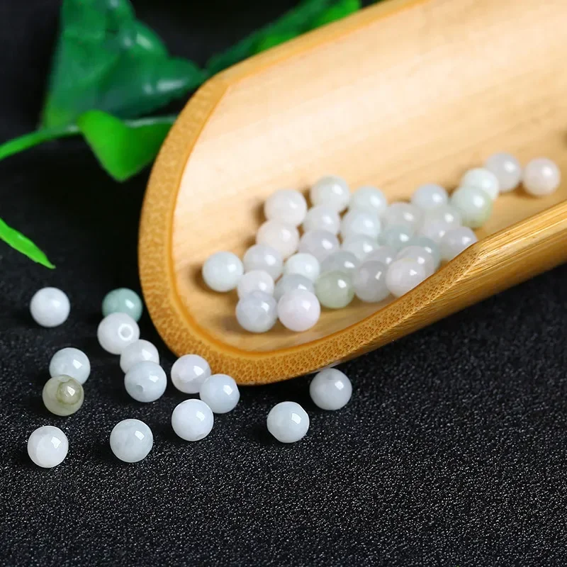 

50pcs 4/6/8/10/13mm Jade Ice Glutinous Seed Round Beads Loose Beads Jadeite Glutinous White Jadeite Beads Bracelet Necklace with