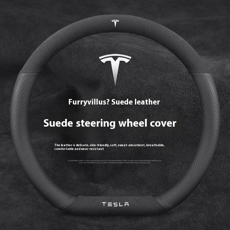 

For Tesla Model 3 Model Y Model X Anti-slip Breathable Leather Car Steering Wheel Cover Auto Accessories