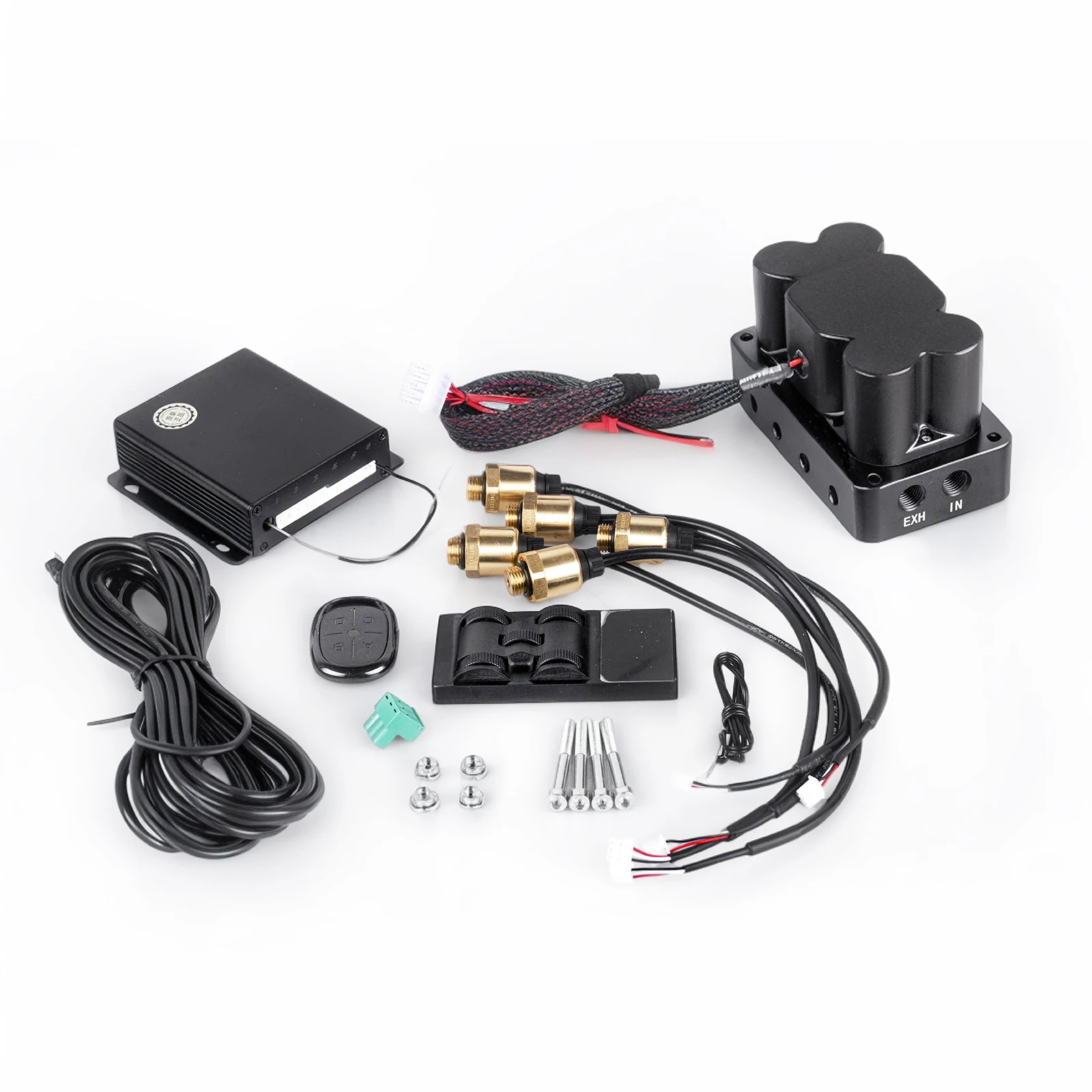 

Universal DC12V 200PSI Pneumatic Air Suspension System Control Solenoid Manifold Valve With Handle Controller