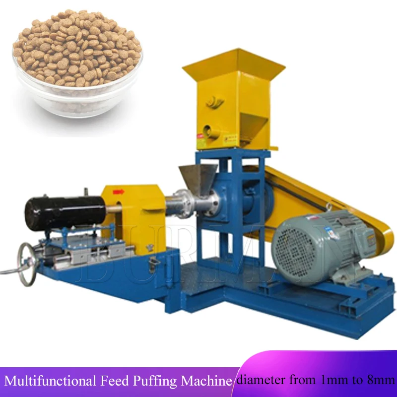 Multifunctional Feed Puffing Machine Floating Fish Feed Pellet Extruder Animal Pet Dog Cat Bird