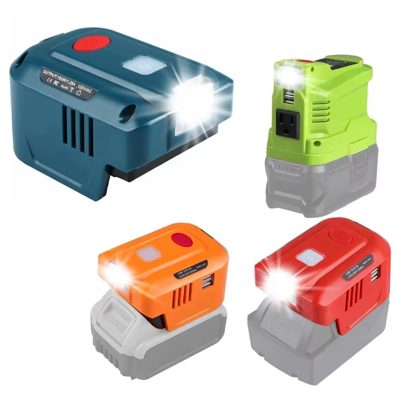 

Power Supply Inverter 150W Dual USB Portable Power Inverters For Makita/Dewal For Milwaukee Ryobi，18V 20V Lithium-Ion Charger