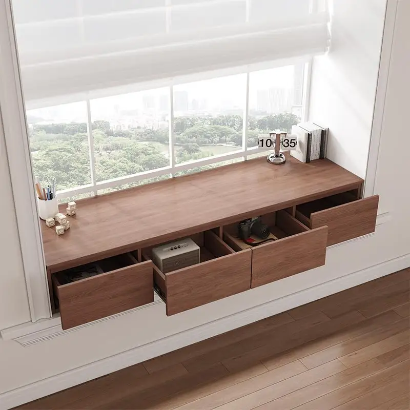 Solid wood custom simple tatami bedroom drawer bay window cabinet, balcony windowsill cabinet, low cabinet, storage base cabinet