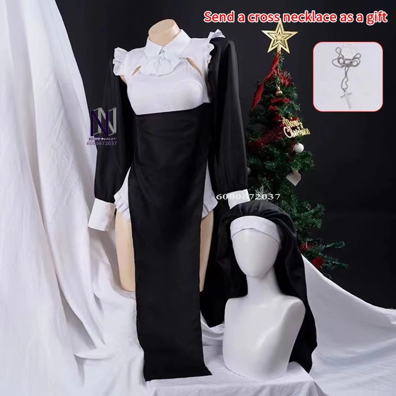 

Anime Sexy Nuns Cosplay - Original Design Chowbie Uniform Black Sexy Dress (Large Size) for Women Halloween