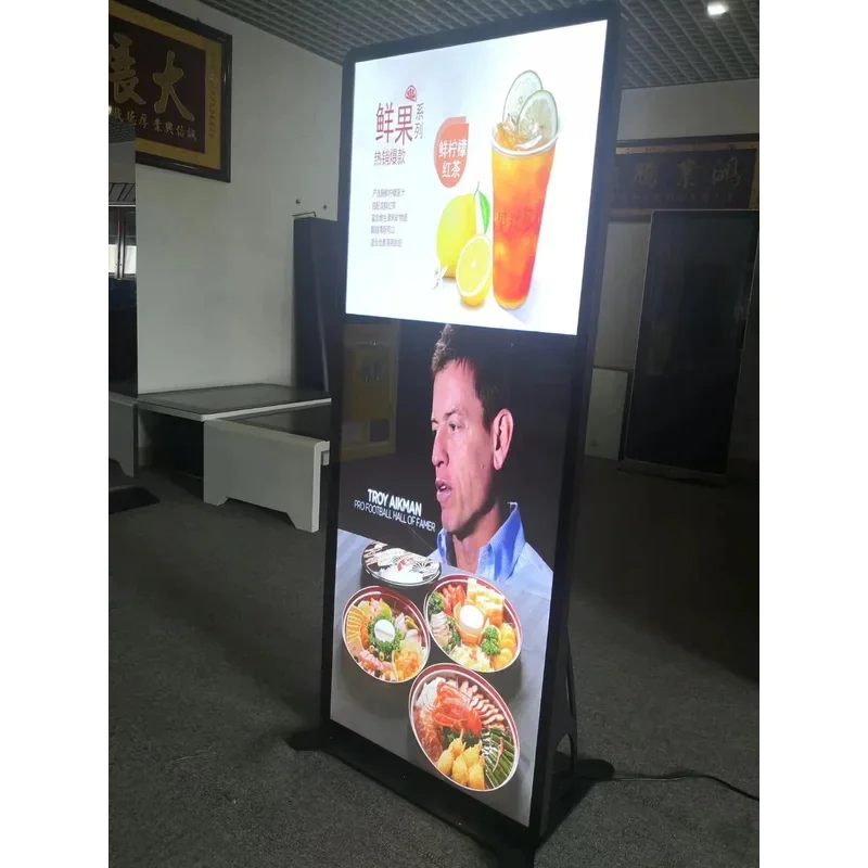 Tira de pie para suelo de centro comercial, pantalla LCD de señalización digital, pantalla de visualización publicitaria, estiramiento, barra, estante, 38, 48 y 58 pulgadas