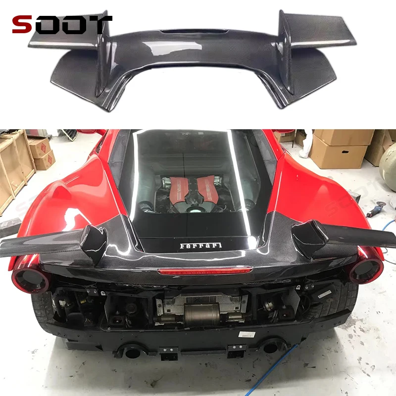 

Carbon fiber Spoiler For Ferrari 488 mansory Style Rear Tail fins Duckbill Car Wing Retrofit the rear wing Car Auto Parts