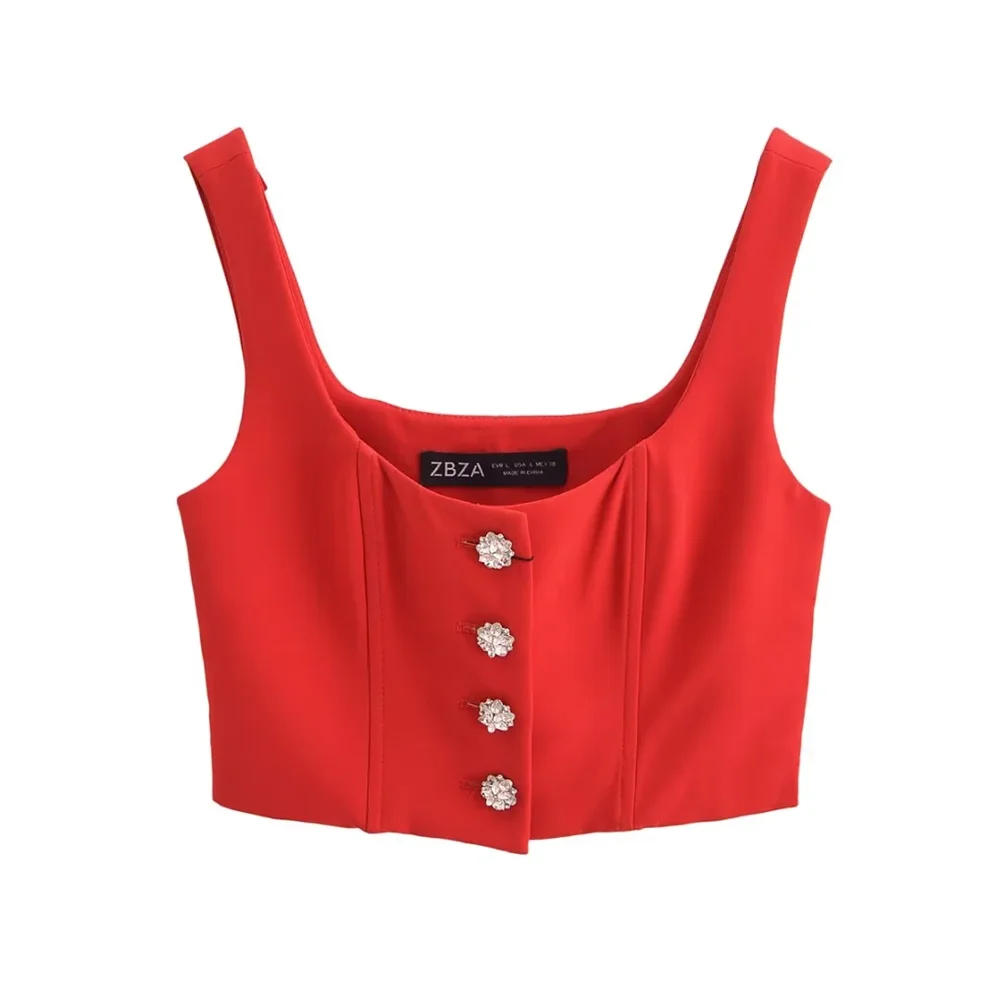 2024  Autumn New  Women\'s  Strap  Diamond  Button  Tight  corset Top  High Waist  Shorts  Casual Set