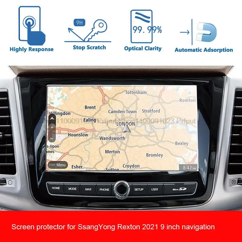 Tempered Glass Film For SsangYong Rexton 2021 Car infotainment radio Navigation Touch Screen Protector Auto Interior