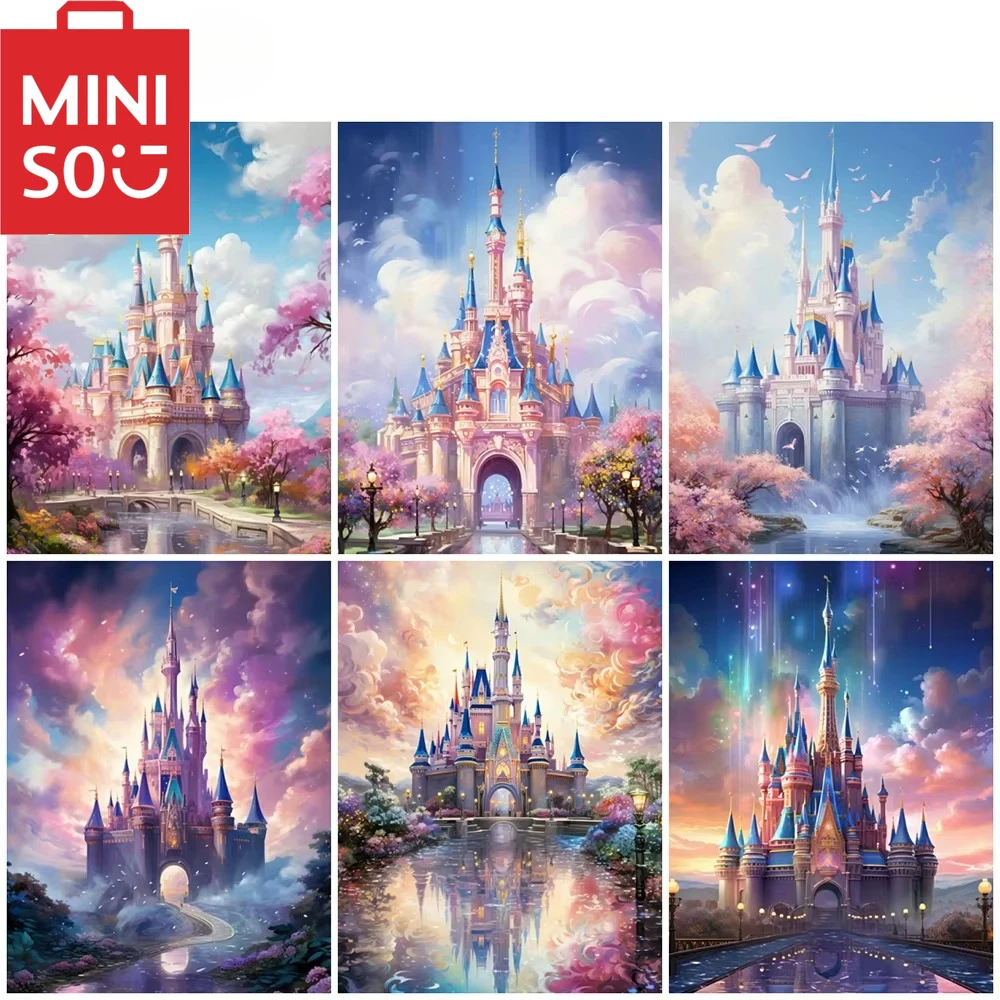 

MINISO картина маслом по номерам замок Диснея украшение дома живопись стены спальня декор комнаты подарочные рамки