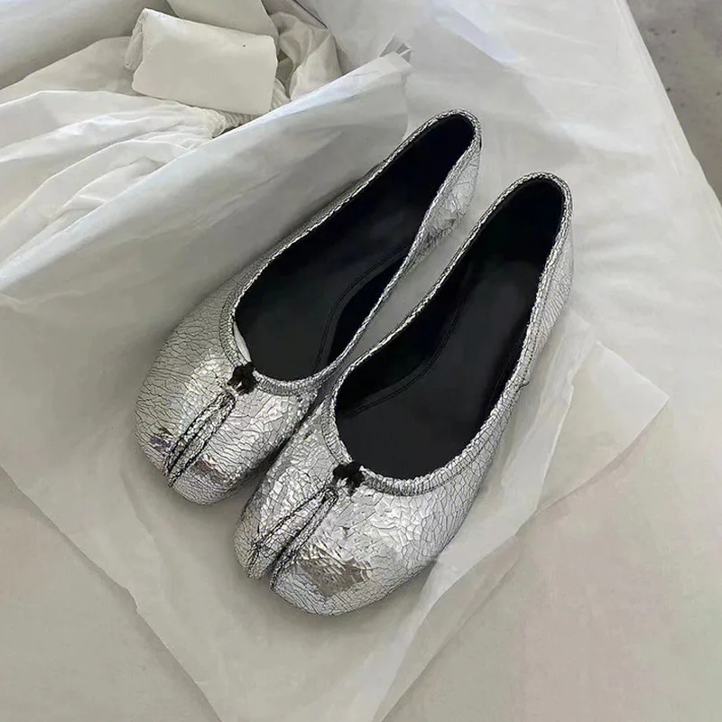 2024 Tabi Broken Mirror Ballerina Women Slip-ons Metallic Split Toe Ballet Flats Luxury Brand Designer Girls Casual Flat Shoes