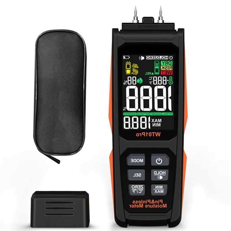 CMHI-For Lumber Concrete 2IN1 Moisture Meter Pinless& Pin 0-99.9% Humidity Tester Timber Damp Detector Detection