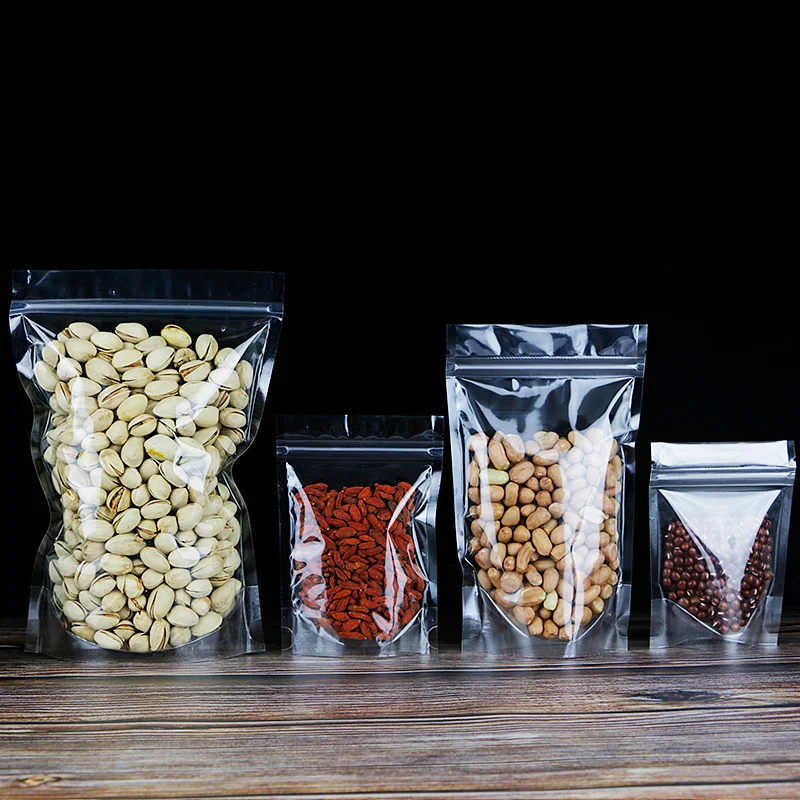 Transparent Stand-up Plastic Zipper Bags Sealable Snacks Candy Coffee Dried Fruit Gift Storage Bags Fresh Bags