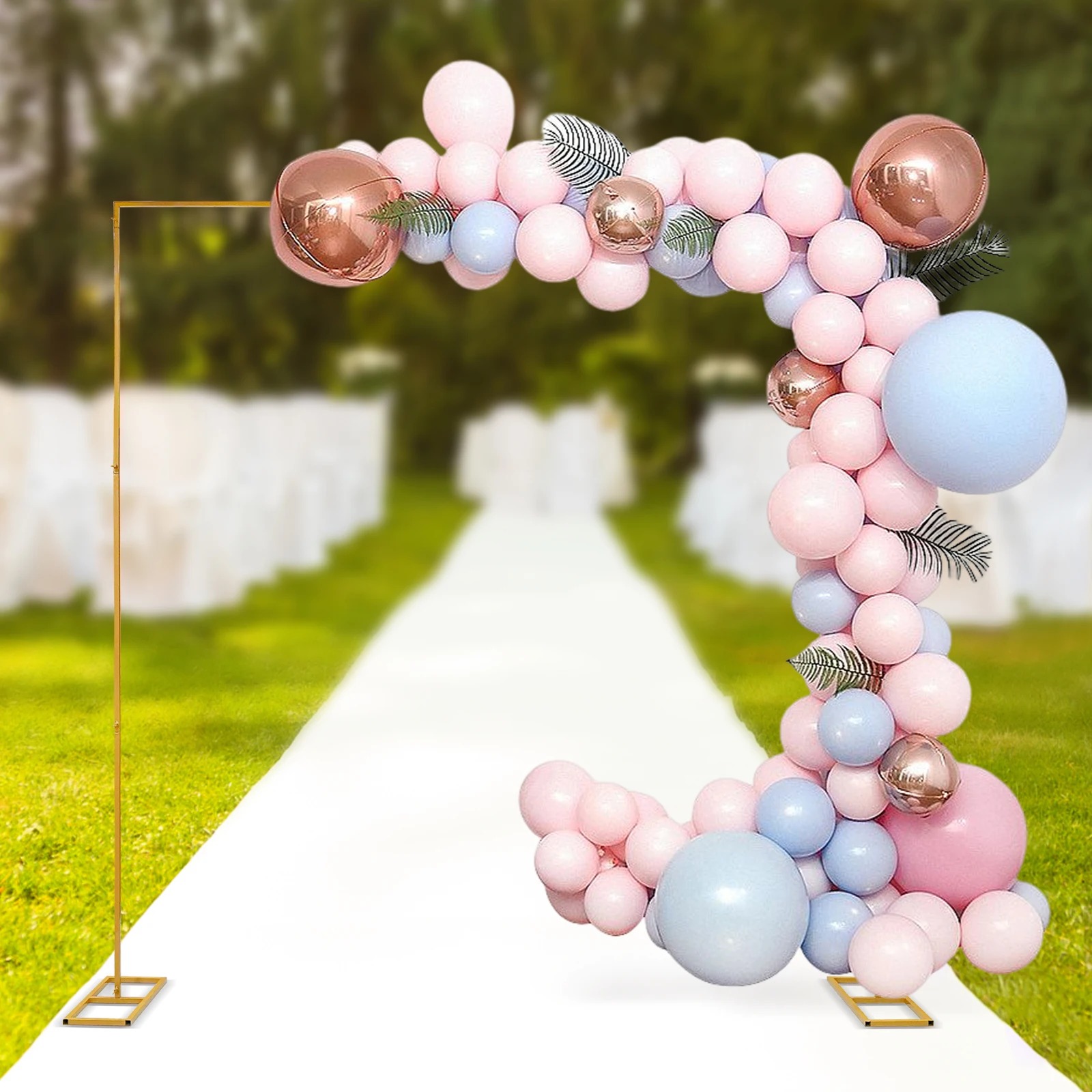 3x3m Wedding Arches for Ceremony, Rectangular Metal Balloon Arch Stand Adjustable Background Decoration