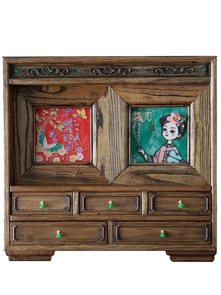 Chinese retro multi-layer drawer storage box solid wood cosmetic jewelry integrated storage box