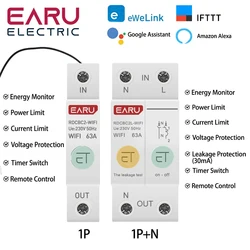 1P + N na szynę Din WIFI inteligentny licznik energii zużycie energii kWh wyłącznik automatyczny czas wyłącznik przekaźnik woltomierz dla inteligentnego domu