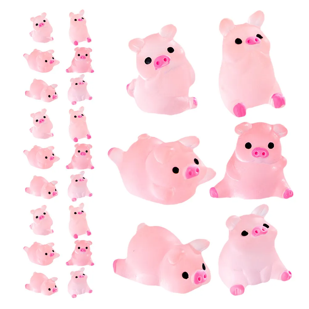 

24Pcs Glow in The Dark Mini Resin Pig Ornament Luminous Desktop Garden Fairy Decor Potted Plant Aquarium Micro Landscape Charm