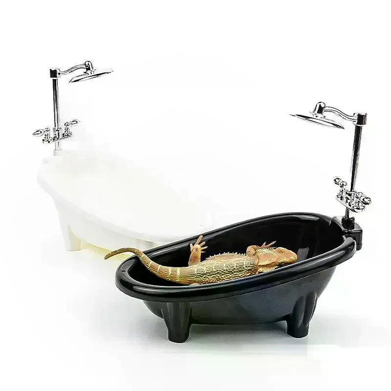 /TPz/Reptile Bathtub Burr Free Safe Edges Realistic Faucet For Leopard Gecko Bearded Dragon Small Terrariums Mini