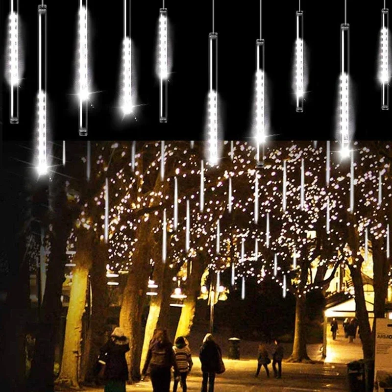 

32/24/16/8 Tubes Outdoor Meteor Shower LED String Lights Street Lamp Garland Christmas Tree Decorations Wedding Fairy Garden New