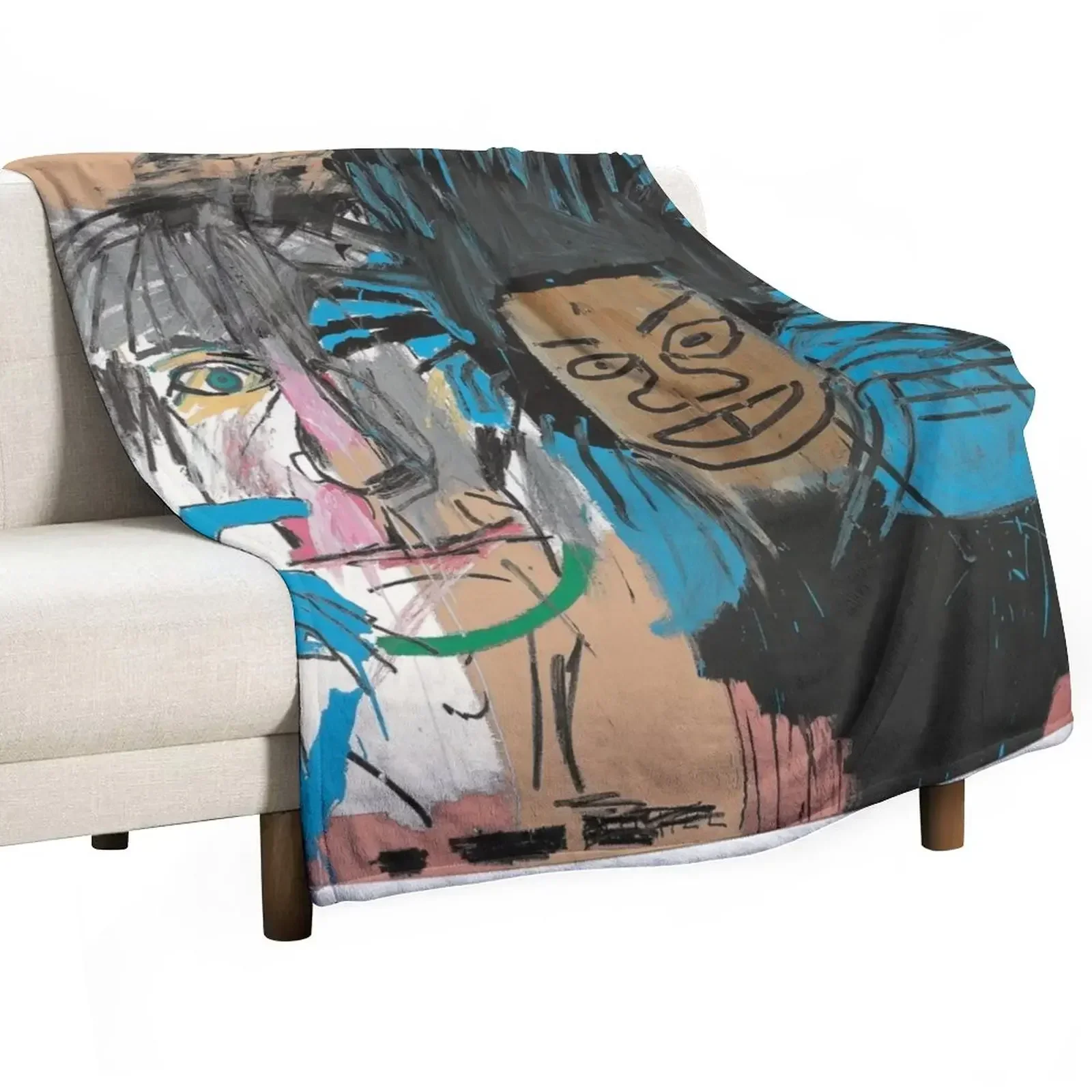 Collaboration jean-michel and warhol - painting illustration Throw Blanket Decorative Throw Custom Blankets