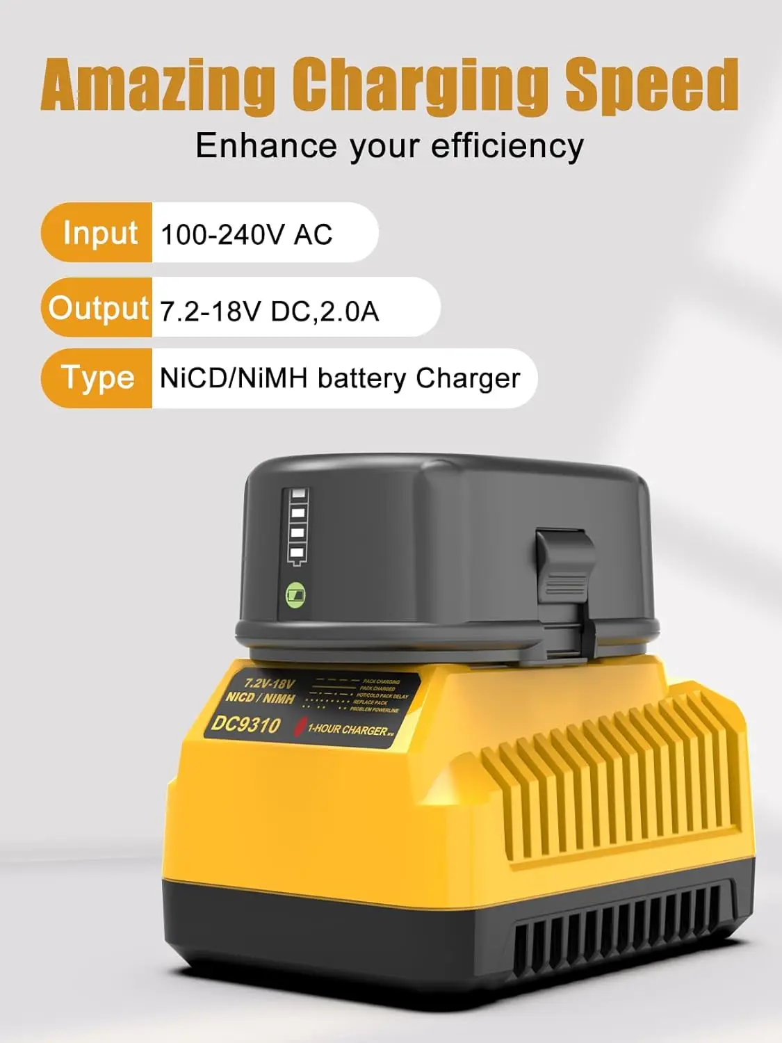 DC9310 Charger for Dewalt 7.2V-18V XRP Battery NI-CD NI-MH DC9096 DC9098 DC9099 DC9091 DC9071 DE9057 DW9096 DW9094 DW9072 view 2