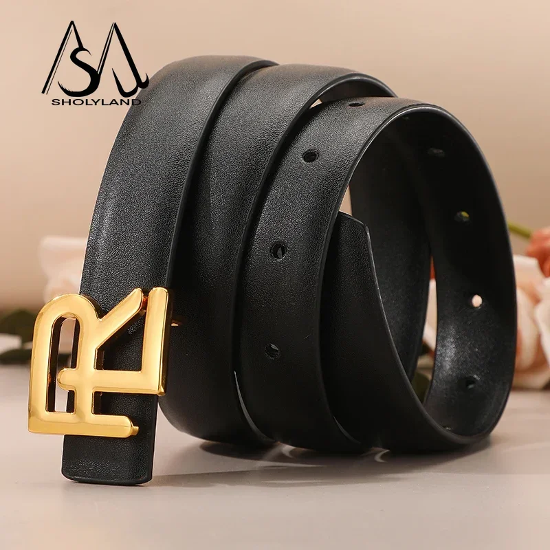 High Quality Women\'s Belt with Elegant Gold Letter Button Top Suitable for Daily Multifunctional Jeans Decoration and Fashion
