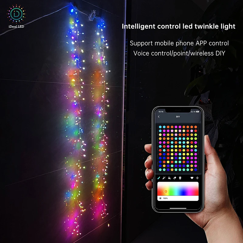 Smart LED RGB Ceiling Chandelier Waterproof Home Decoration String Lights DIY Picture Display Music Rhythm Bluetooth APP Control