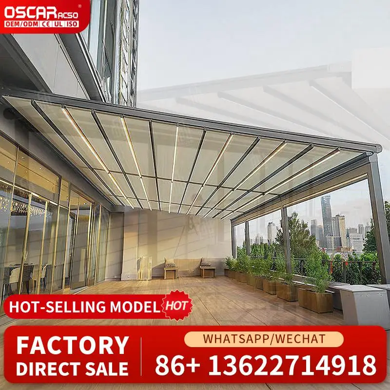 Automatic Folding Retractable Aluminum Sun Shading Luxurious Pergola for Indoor Outdoor Electric Window Balcony Retractable Cano