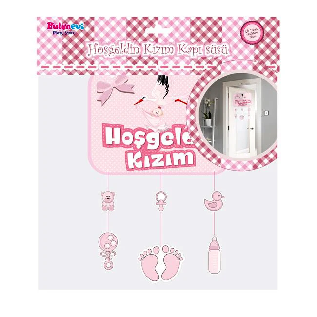 Pink color welcome girl themed door ornament ornament 40x60 cm