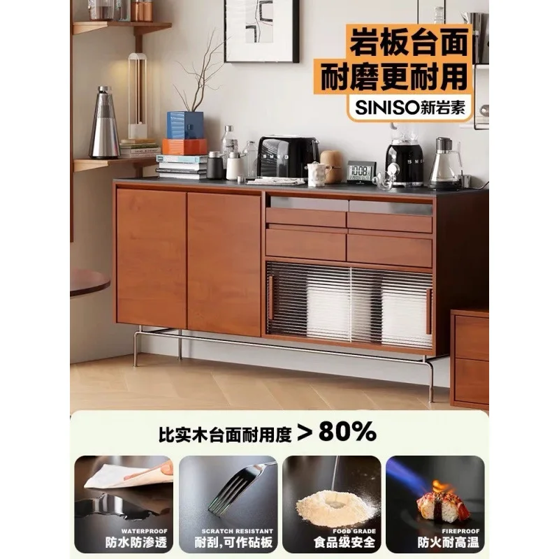 Medieval dining side cabinet storage cabinet solid wood home master bedroom locker integrated tea cabinet wine cabinet