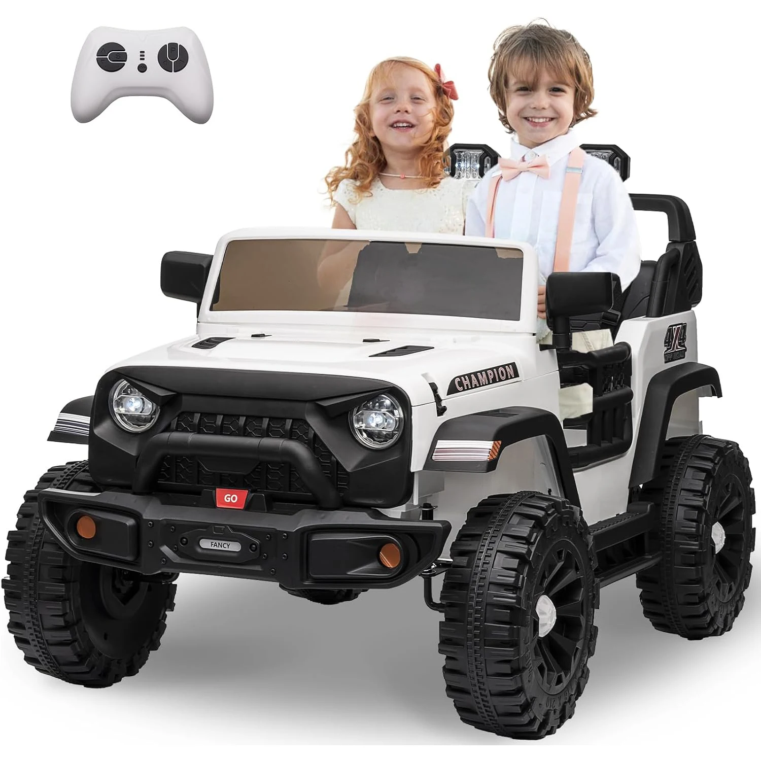 24V rit op auto 2-zits, XL elektrische voertuigen voor grote kinderen met 20" brede zitting, 3 snelheden, 2x200W krachtige motor, ophanging 3-8Y