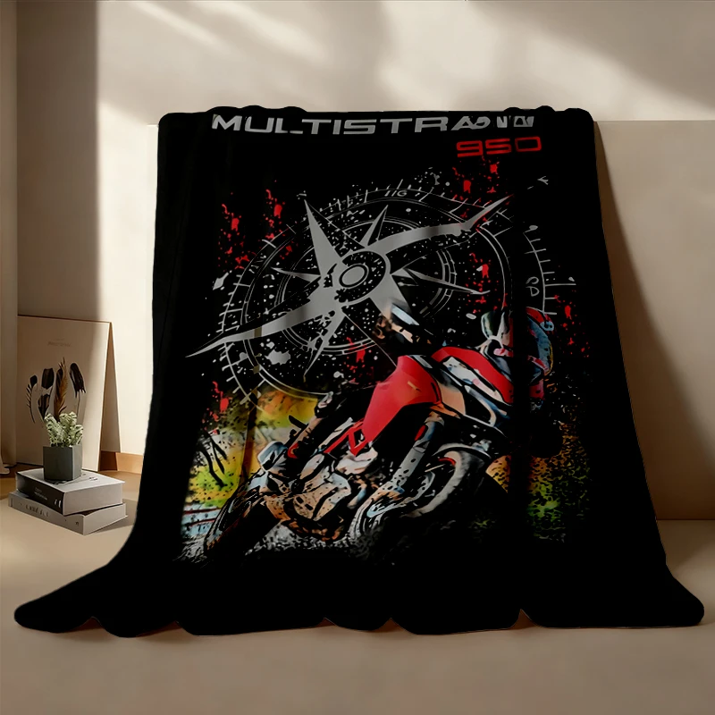 Multistrada 950 Adventure Touring Motorcycle Flannel Blanket Gift for Riders Sport Touring Fan Art Flannel Throw for Ita