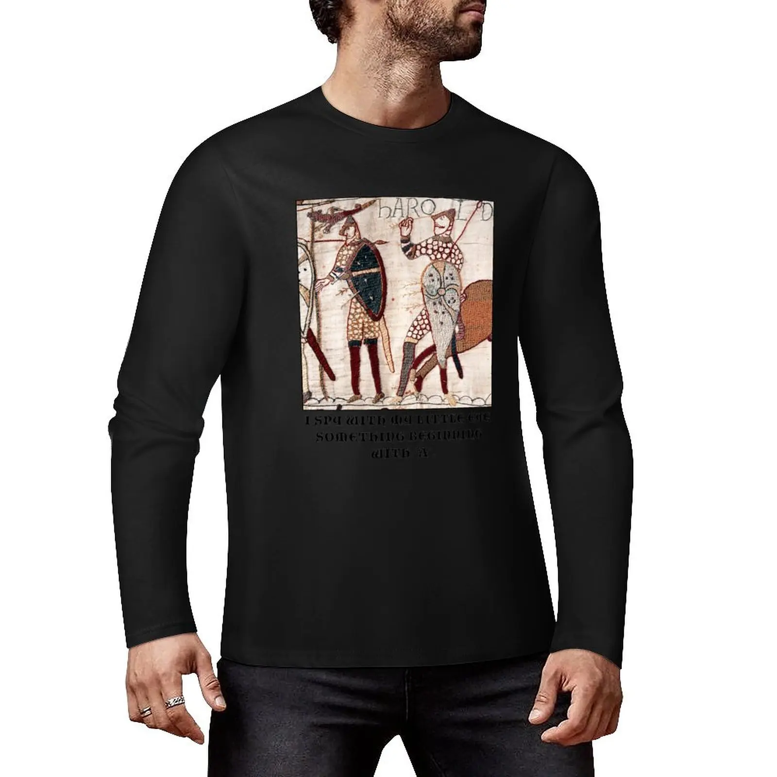 Bayeux Tapestry - I Spy With My Little Eye Something Beginning With 'A' Long T-Shirt graphic t shirt sweat shirts, men