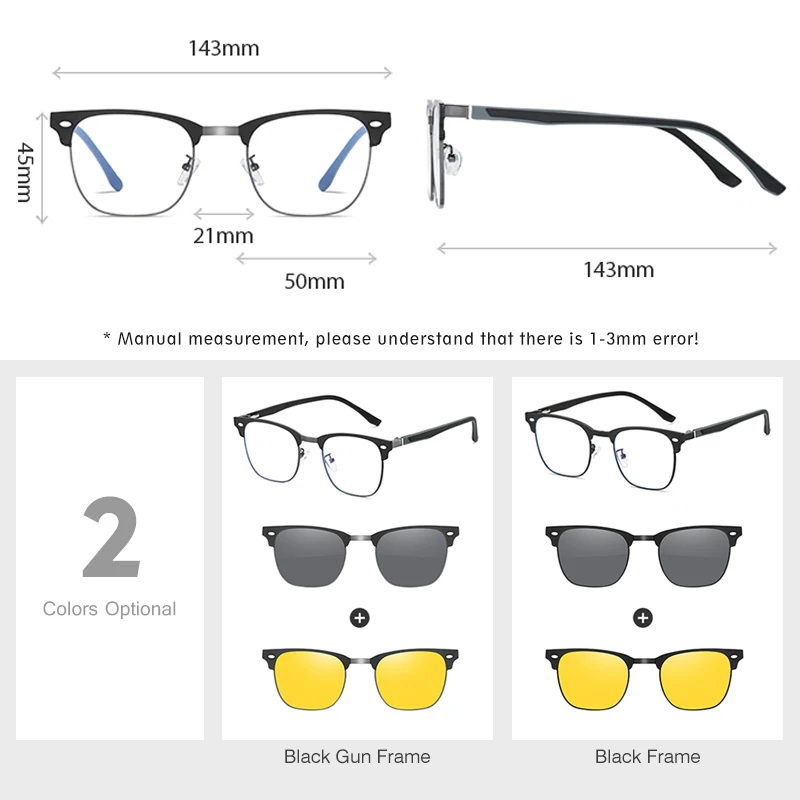 LM 3 في 1 الوجه على النظارات الشمسية الرجال المغناطيسي الاستقطاب للرؤية الليلية والنهار كليب الكمبيوتر نظارات الضوء الأزرق حجب نظارات #4