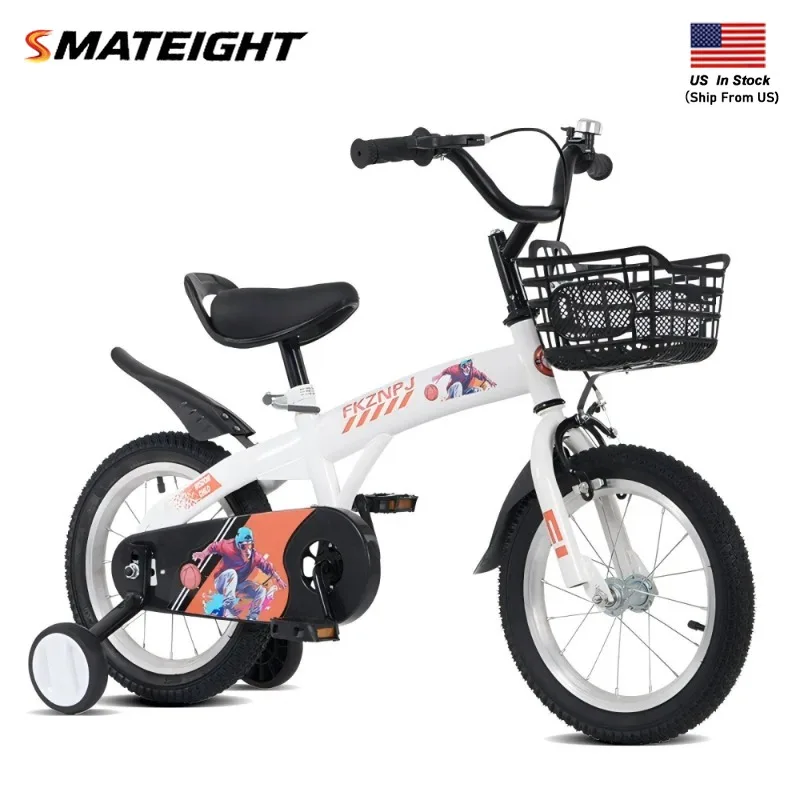 

16-дюймовый 18-дюймовый детский велосипед с тренировочными колесами, регулируемым сиденьем и подставкой, для мальчиков и девочек в возрасте от 4 до 12 лет, белые цвета