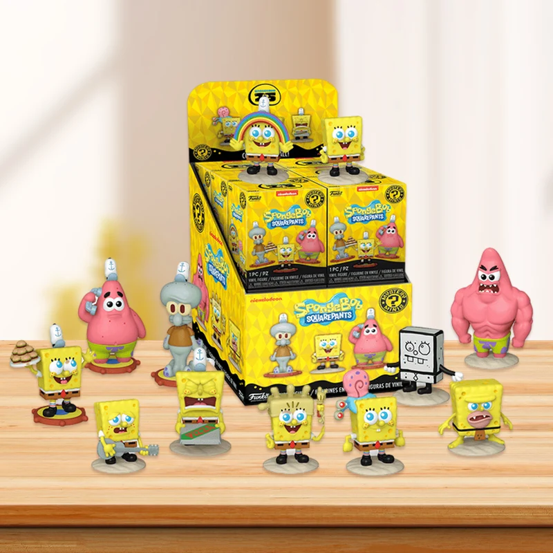 Funko Pop الرسوم المتحركة والرسوم المتحركة سبونجبوب سكوير السراويل صندوق أعمى التماثيل الطرفية لعب للأولاد هدية تحصيل الحلي