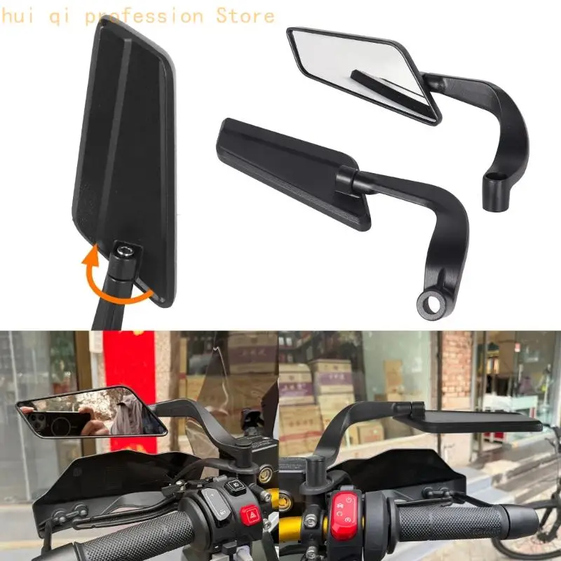 Motorrad-Spiegelpaar, schwarze Seitenspiegel Blade-Stil mit Packung H8WE – Detail 2