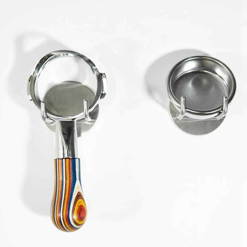 M14K-2Pc Koffie Filterhouder Houder Muurbevestiging, Zelfklevende Espresso Filterhouder Rack Voor 51/53/58Mm Filterhouder