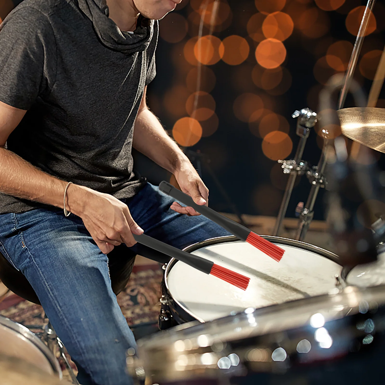 

1Pair Nylon Drum Brush Strong Stable Grip Retractable Volume Articulation Youth Bands Drumming Accessories Drum