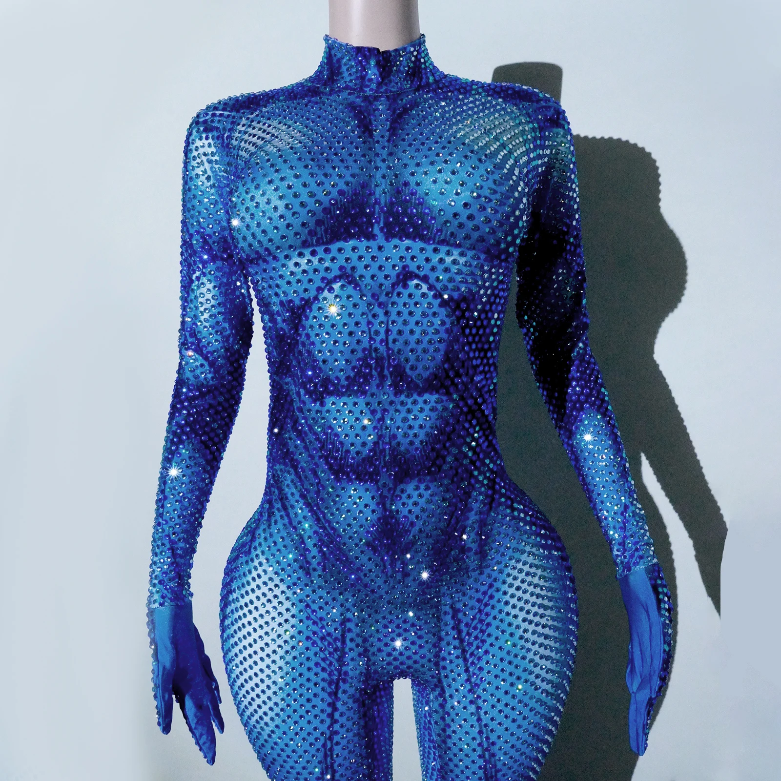Męski luksusowy kombinezon z dżetami, elastyczny spandex, seksowny strój sceniczny dla DJ-a, kostium taneczny, dla muskularnego mężczyzny, tancerza barowego.