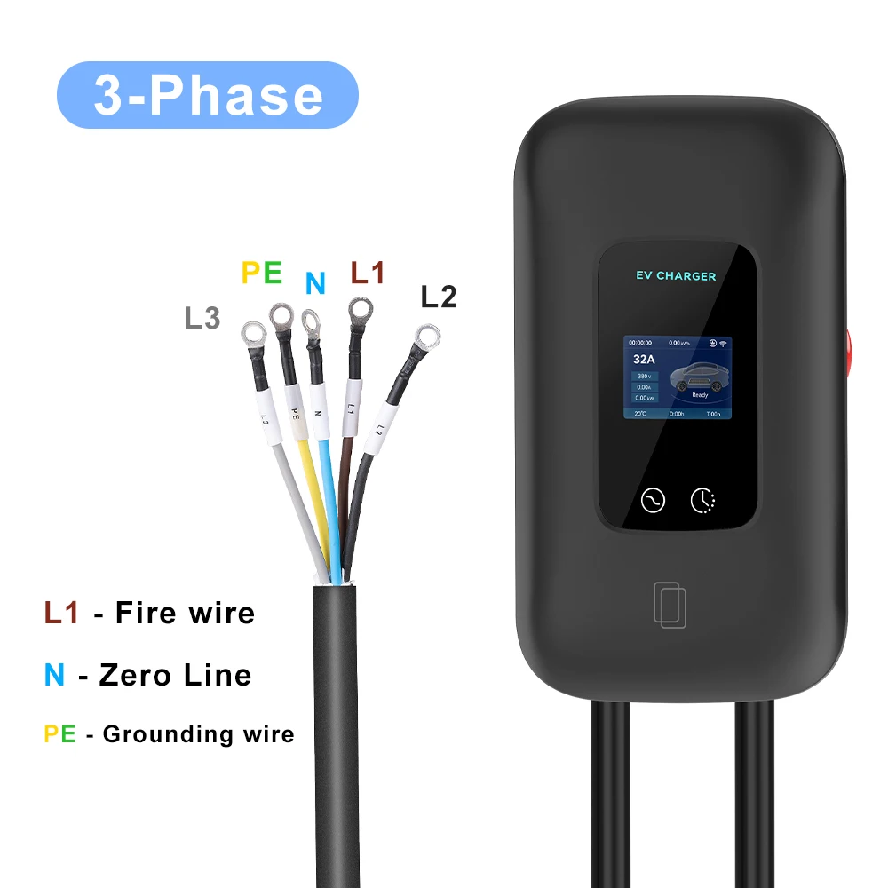 JDMEX EV Charger Station 16/32A Electric Vehicle Car Charger EVSE Wallbox Wallmount 7.6/11/22KW Type2 Cable IEC62196 APP Control