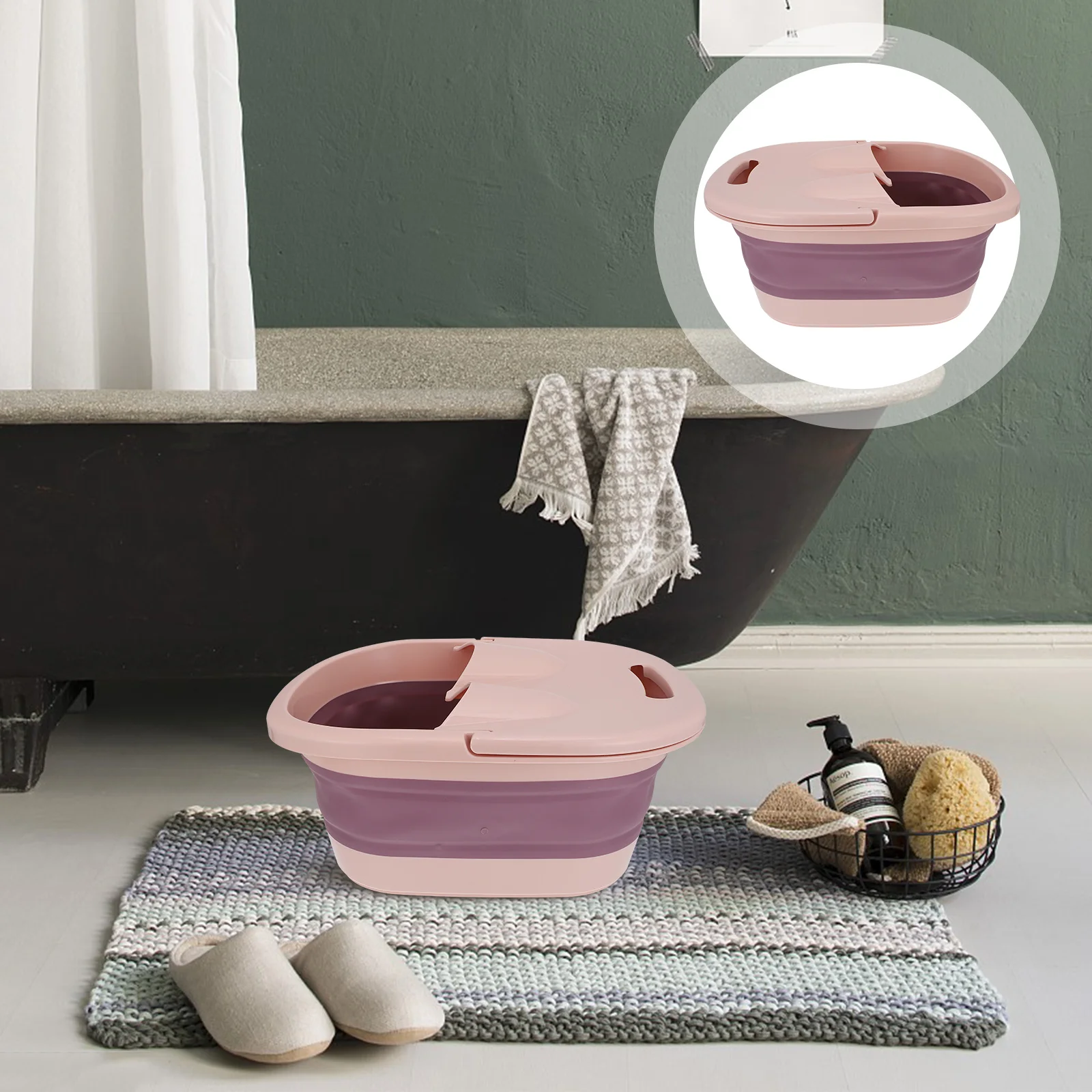 

1Pcs Foldable Foot Basin Sturdy Wear-Resistant Plastic Foot Spa Tub for Camping Outdoor Travel Relaxation Water Basin