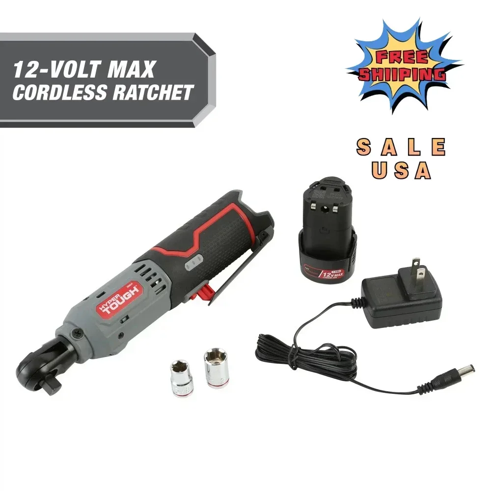 

Hyper Tough 12V Max* Lithium-Ion Cordless 3/8-Inch Ratchet with 1.5Ah Battery and Charger, 98804 Portable