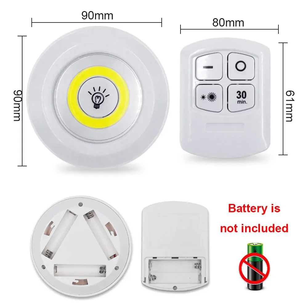 3W COB Adjustable LED Remote Control Night Light for Kitchen Wardrobe Stairs Corridor - Emergency Light